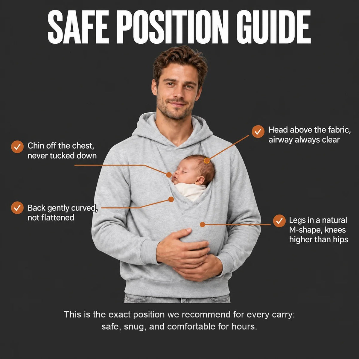 Safe position guide for carrying your baby